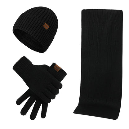 Thermal Knitting Hat Scarf And Gloves Three-piece Set