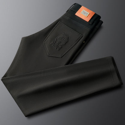 Autumn And Winter Khaki Fashion Casual Men's Simple Skinny Pants