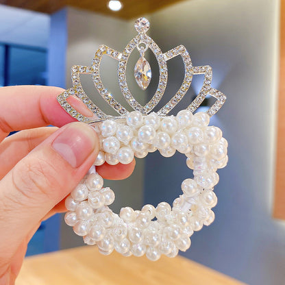Children's Crown Tiara Princess New Pearl Flower Hair Ring