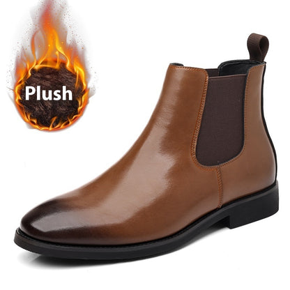 British Retro Chelsea Men's Fleece-lined Leather Boots