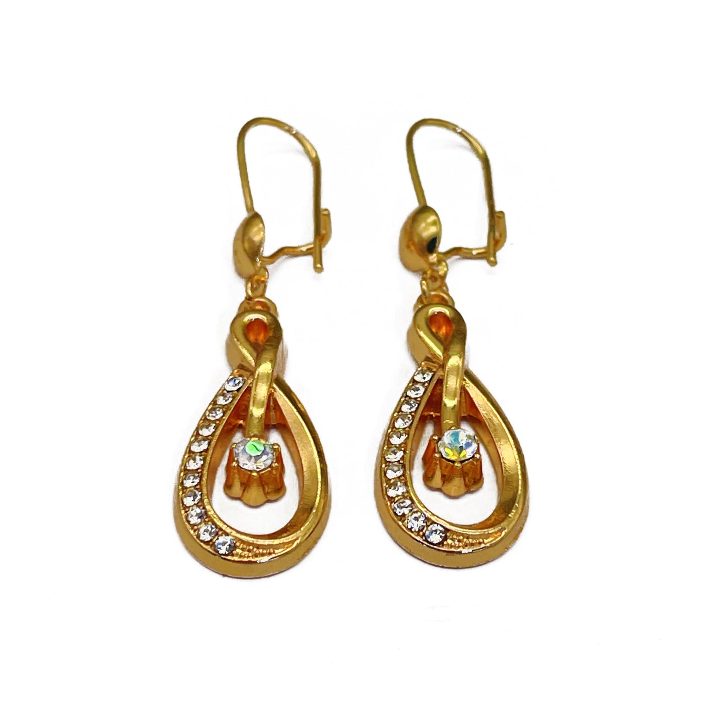 Vintage Inlaid Zircon Shining Diamond Hollowed Fashion Earrings