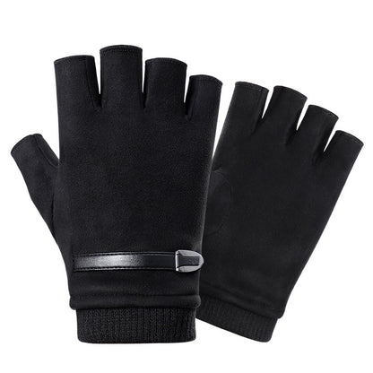 Half Finger Gloves Suede Leaking Finger Sports Outdoor Riding