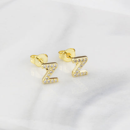 Ins European And American Diamond English Alphabet Letter Earrings