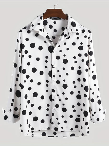 A Casual And Versatile Long-sleeved Shirt With Polka Dot Prints For Teenagers And Men