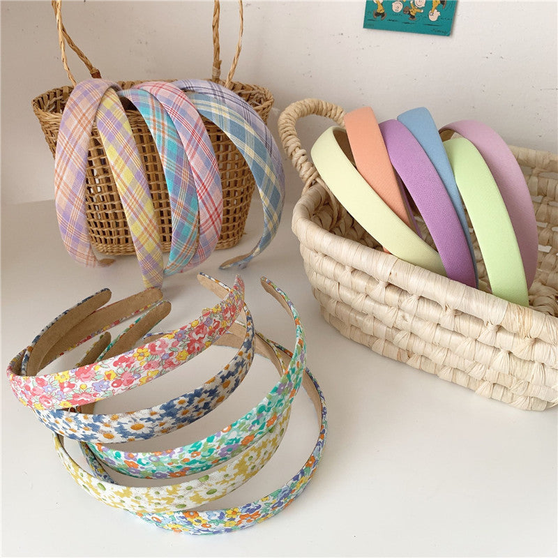 Super Sweet Plaid Flower Solid Color Fabric Headband