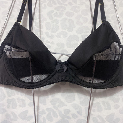 Polka Dot Stitching Bra See-through Underwear Suit Women