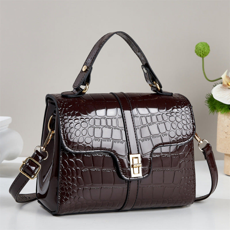 Sleek Stone-patterned Patent Leather Crossbody Bag That Pairs Effortlessly With Any Outfit