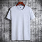 Cotton Short Sleeve T-shirt Men's Pure Color All-matching Round Neck Lycra Elastic Plus Size