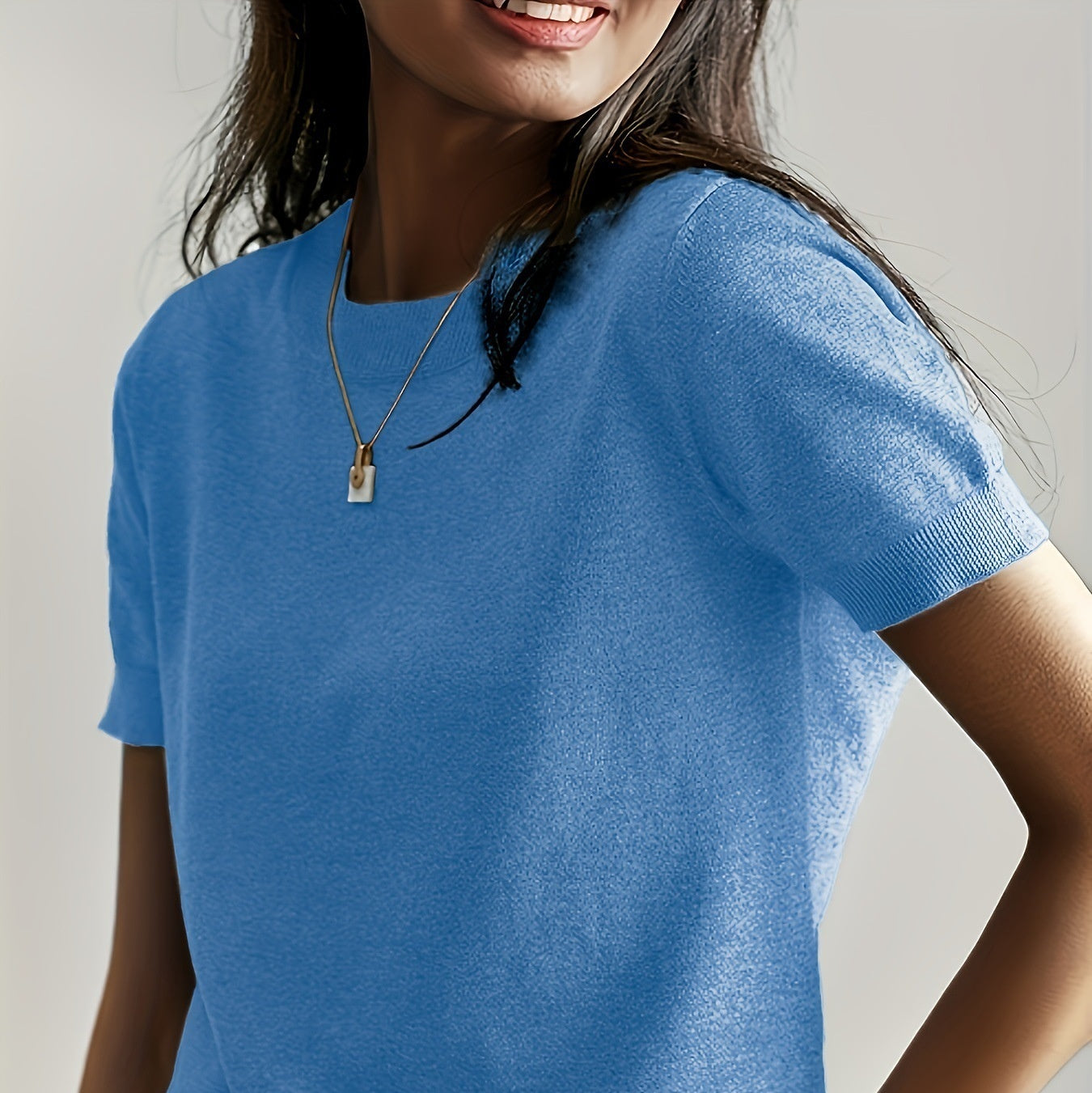 Round Neck Short Sleeve Thin Loose Casual Women's Sweater