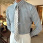 Lapel Vintage Stripe Versatile Slim-fit Long Sleeve Shirt