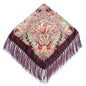 Women's Fringed Cotton And Linen Printed Square Scarf