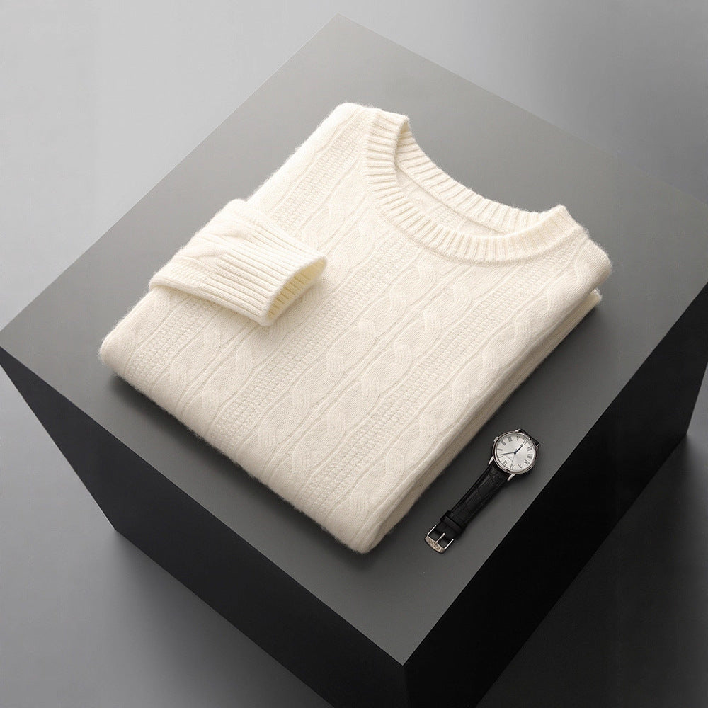 Men's Double-strand Thickened Jacquard Knitted Sweater Casual Business Warm