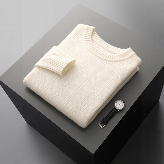 Men's Double-strand Thickened Jacquard Knitted Sweater Casual Business Warm