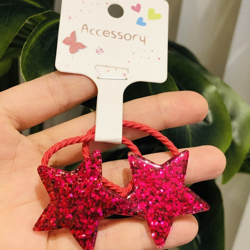 Dreamy Glitter Star Moon Girls Hair Tie