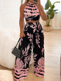 Temperament Printed Halter Backless Straight-leg Pants Two-piece Set
