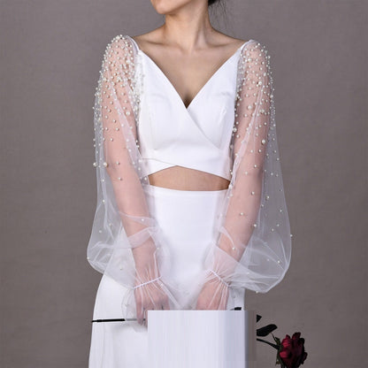 High-grade Pearl Mesh Oversleeves Detachable Plus Sleeves Two-way Wear Wedding Accessories