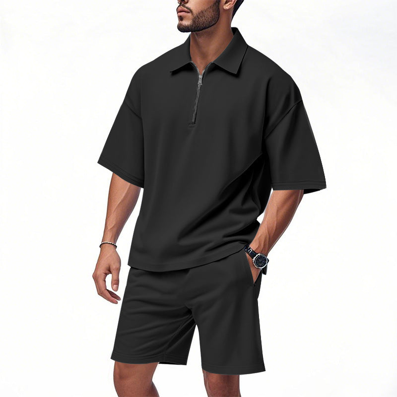 Lapel Suit Men's Summer Two-piece Set Loose