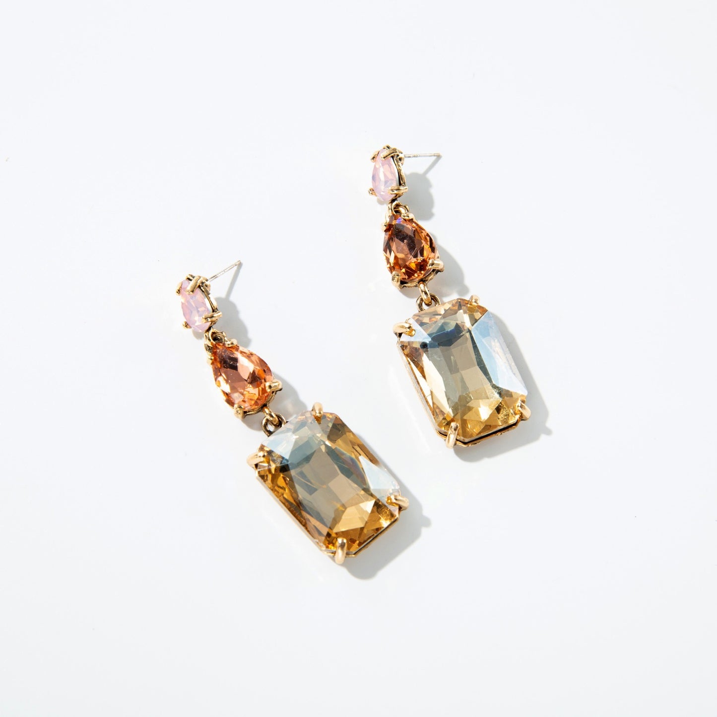 Series Geometric Square Water Drop Light Luxury Crystal Stud Earrings