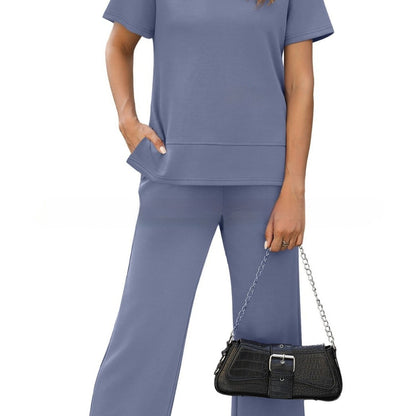Sexy Women's Round Neck Loose Pullover Short-sleeved Top
