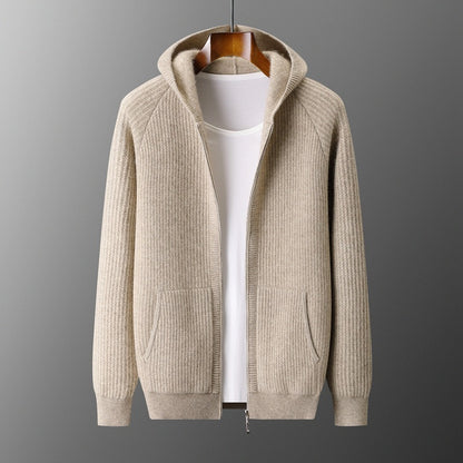 Hooded Cardigan Men's Thick Wool Jacket Loose Casual
