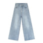 Retro Washed Pattern Simple Straight Casual Jeans