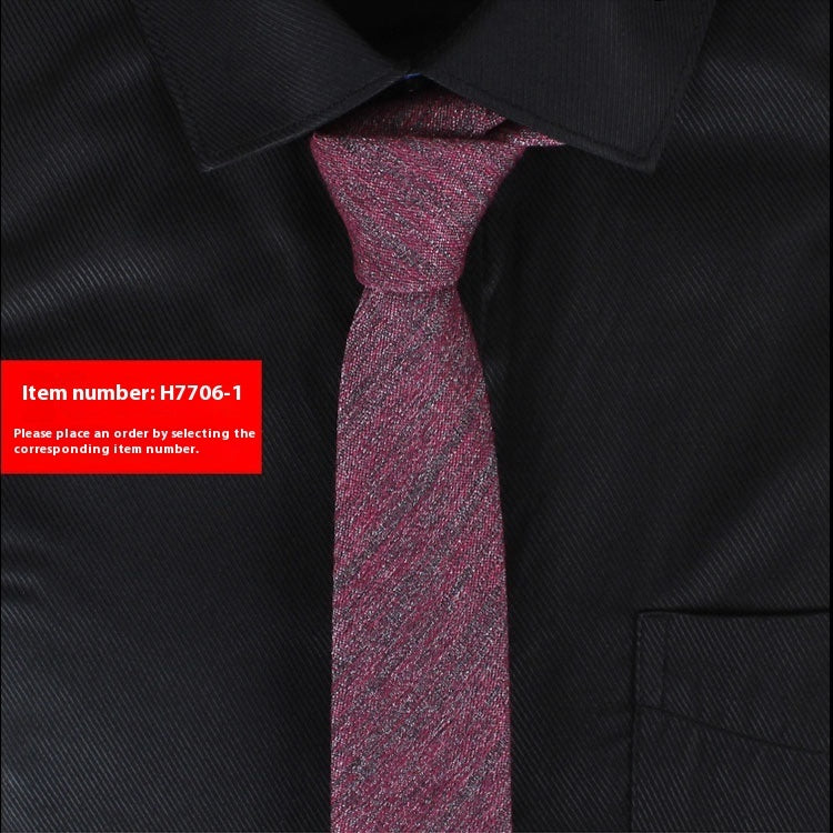 Solid Color Korean Style Narrow Cotton Men's 6cm Formal Wear Business Casual Wedding Tie