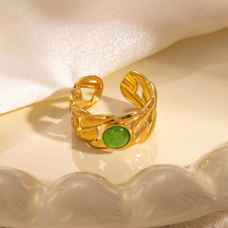Trendy Niche Titanium Steel Ring 18K Gold Plating High Sense