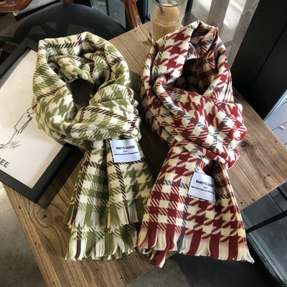 Thousand-bird Check Long Knit Scarf