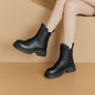 Retro Genuine Leather Martin Boots Women Korean Version Thick Sole