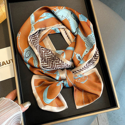 Warm Small Silk Scarf Thin Narrow Ribbon