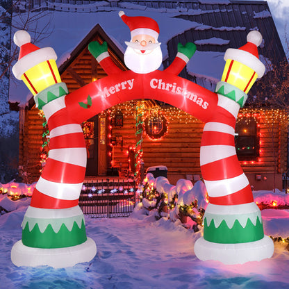 8.9ft Christmas Arch, 7 LED Lights, Drawstring Pockets, Christmas Inflatable Arch