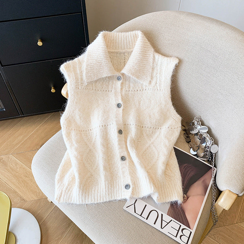 Design Sense Twist Knitted Vest Women