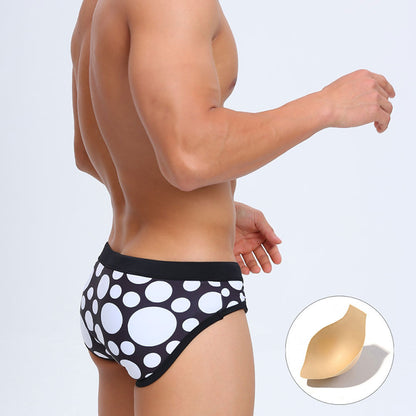 Men's Triangle Printed Swimming Trunks With Cups