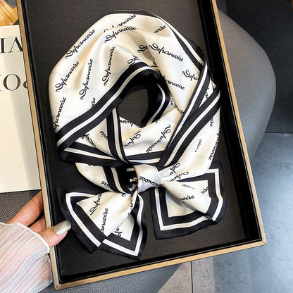 Warm Small Silk Scarf Thin Narrow Ribbon