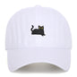 Black Cat Embroidered Washed Baseball Cap Sun Hat