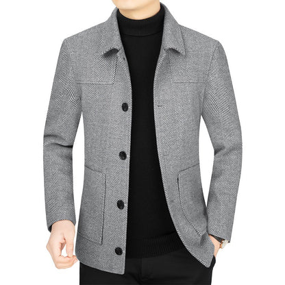 Men's Lapel Woolen Jacket Business Casual Jacket