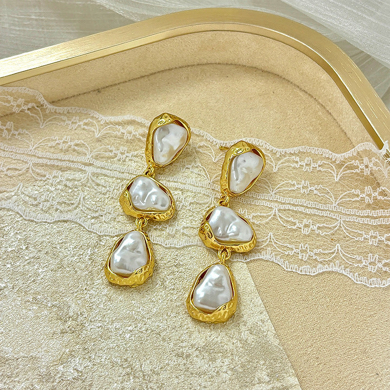 European And American Long Pearl Earrings Women's Niche Normcore Bag