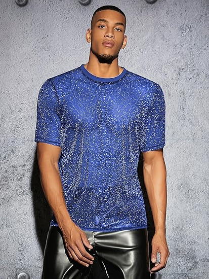 Men's Round Neck Glossy Short-sleeved T-shirt