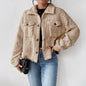 Women's Casual Polo Collar Plush Jacket Short