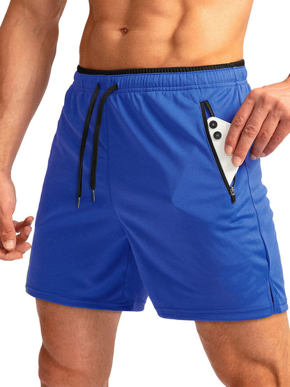 Men's Running Short Belt Zipper Pocket Quick-drying Gym Exercise Lightweight