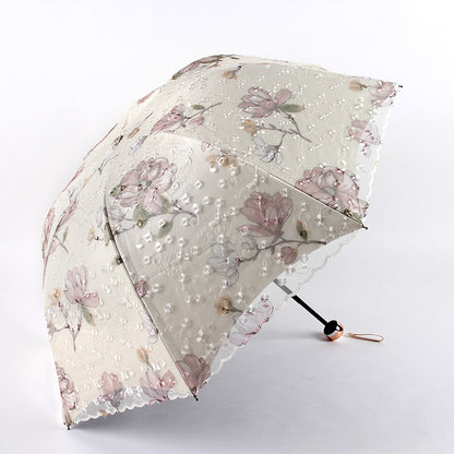 Double Lace Embroidered Umbrellas Storage Umbrella Sunshade