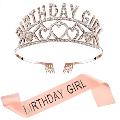 Flash Diamond Birthday Crown Party Decoration Headband Prom Headwear Set