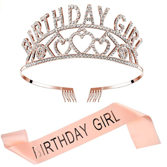 Flash Diamond Birthday Crown Party Decoration Headband Prom Headwear Set