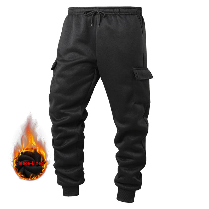 Warm Thick Trousers Sweatpants Men's Thicken Ankle-tied