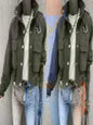 Single-breasted Zipper Short Casual Long Sleeve Coat