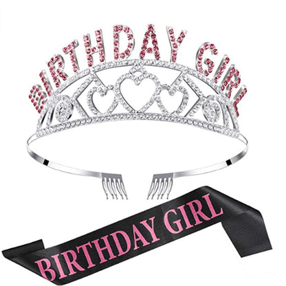 Flash Diamond Birthday Crown Party Decoration Headband Prom Headwear Set