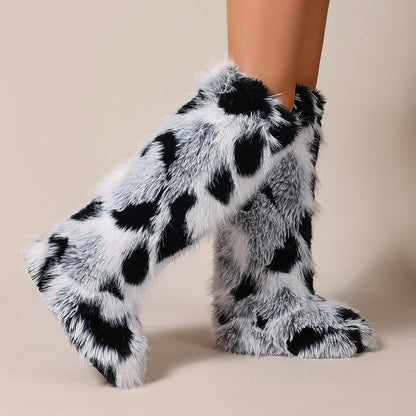 Flat Heel High-top Warm Winter Long Tube Fur Boots
