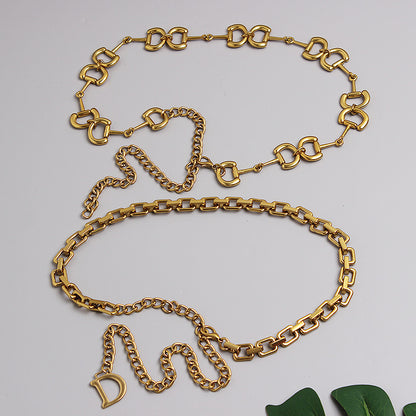Gold Waist Chain Accessories Female D Letter Chain Belt Decoration With Pants Chain