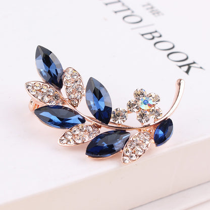 Wedding Bouquet Corsage High-grade Crystal Glass Curved Leaves With Diamonds