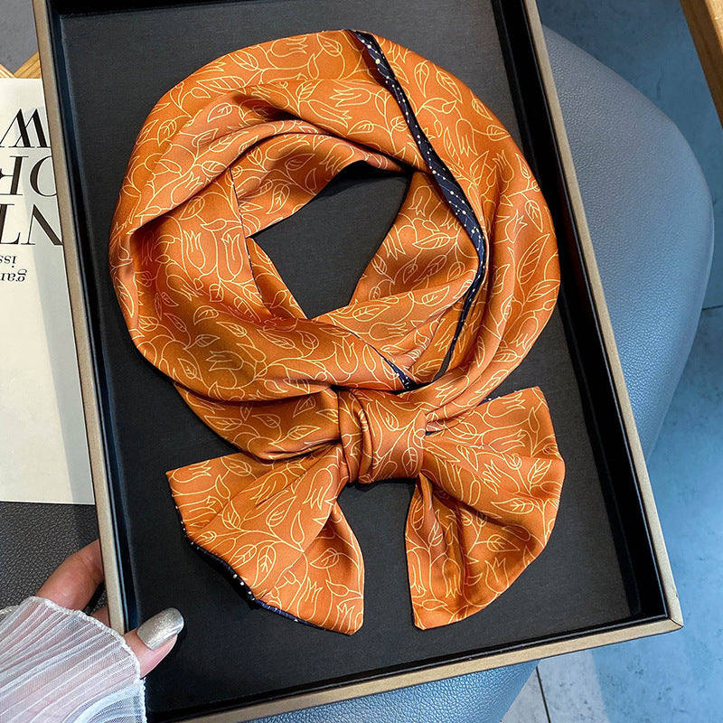 Warm Small Silk Scarf Thin Narrow Ribbon